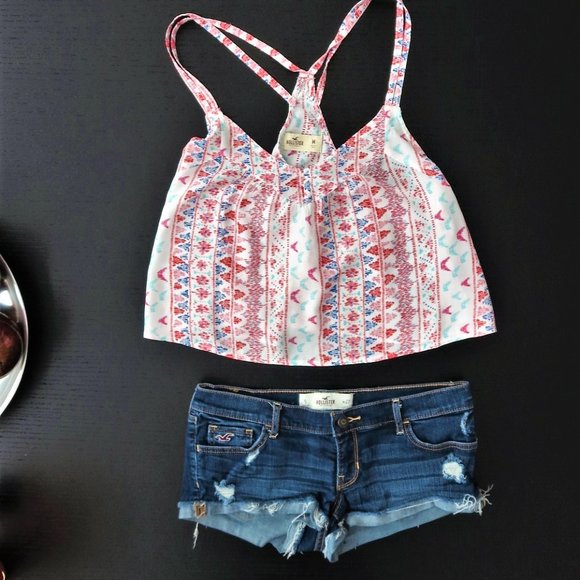 Hollister Pants - 2 for 1 Hollister Jean Shorts & BOHO Crop Top 5 / 27 / M